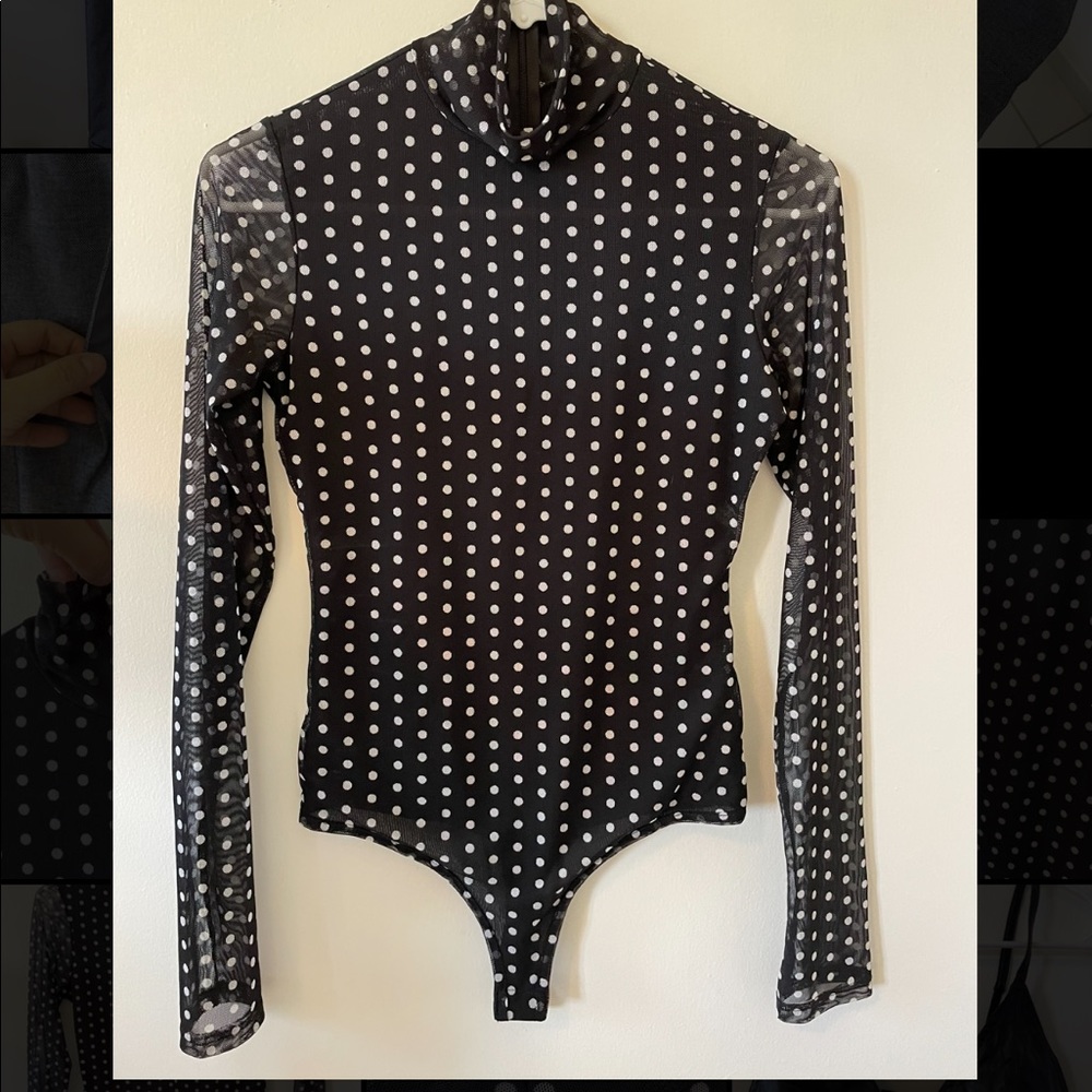NWOT naked wardrobe polka dot mesh bodysuit S